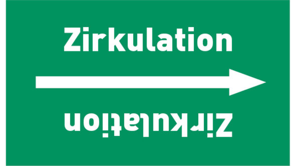 Kennzeichnungsband Zirkulation grün/weiß, bis Ø 50 mm 33 m/Rolle