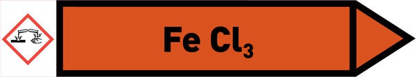 Pfeil rechts Fe Cl3 orange/schwarz 215x40 mm