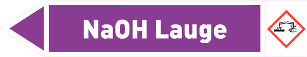 Pfeil links NaOH Lauge violett/weiß 215x40 mm