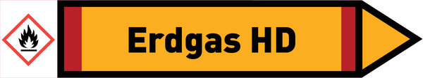 Pfeil rechts Erdgas HD gelb/schwarz 215x40 mm