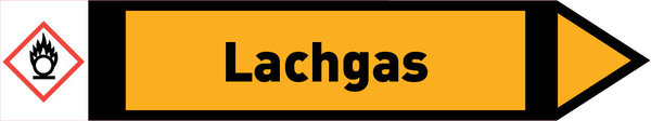 Pfeil rechts Lachgas gelb/schwarz 215x40 mm