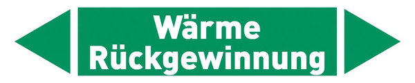 Pfeil Wärme Rückgewinnung grün/weiß 125x25 mm