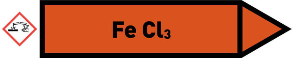 Pfeil rechts Fe Cl3 orange/schwarz 125x25 mm