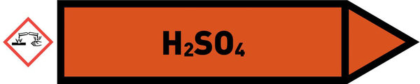 Pfeil rechts H2SO4 orange/schwarz 125x25 mm