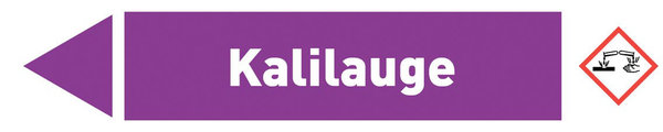 Pfeil links Kalilauge violett/weiß 125x25 mm