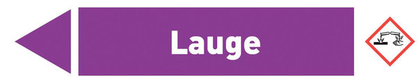 Pfeil links Lauge violett/weiß 125x25 mm