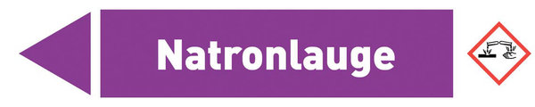 Pfeil links Natronlauge violett/weiß 125x25 mm