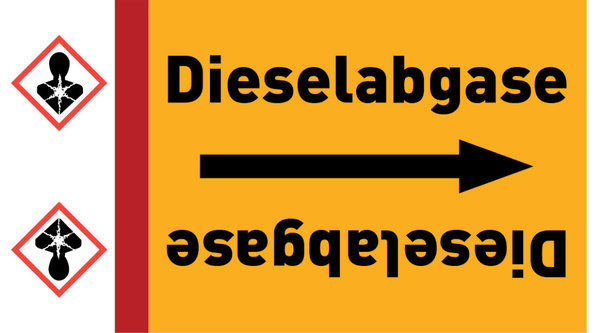 Kennzeichnungsband Dieselabgase gelb/schwarz ab Ø 50 mm 33 m/Rolle