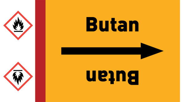 Kennzeichnungsband Butan gelb/schwarz ab Ø 50 mm 33 m/Rolle