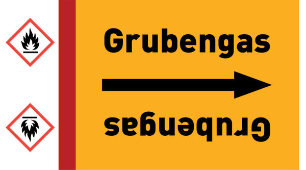 Kennzeichnungsband Grubengas gelb/schwarz ab Ø 50 mm 33 m/Rolle