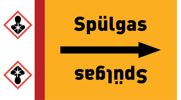 Kennzeichnungsband Spülgas gelb/schwarz ab Ø 50 mm 33 m/Rolle