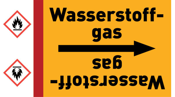 Kennzeichnungsband Wasserstoffgas gelb/schwarz ab Ø 50 mm 33 m/Rolle