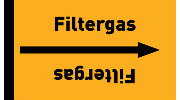 Kennzeichnungsband Filtergas gelb/schwarz ab Ø 50 mm 33 m/Rolle