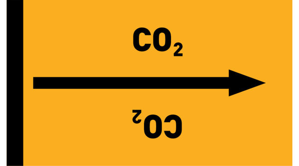 Kennzeichnungsband CO2 gelb/schwarz ab Ø 50 mm 33 m/Rolle