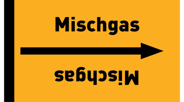 Kennzeichnungsband Mischgas gelb/schwarz ab Ø 50 mm 33 m/Rolle