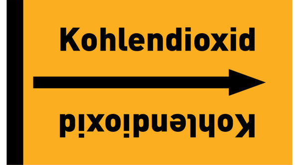 Kennzeichnungsband Kohlendioxid gelb/schwarz ab Ø 50 mm 33 m/Rolle