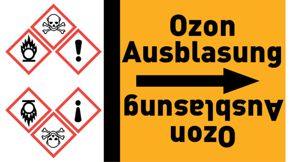 Kennzeichnungsband Ozon Ausblasung gelb/schwarz ab Ø 50 mm 33 m/Rolle