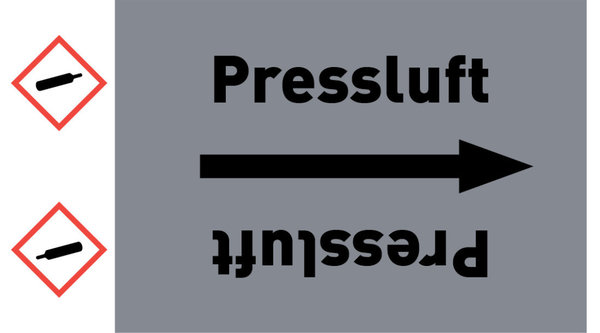 Kennzeichnungsband Pressluft grau/schwarz ab Ø 50 mm 33 m/Rolle