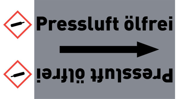 Kennzeichnungsband Pressluft ölfrei grau/schwarz ab Ø 50 mm 33 m/Rolle