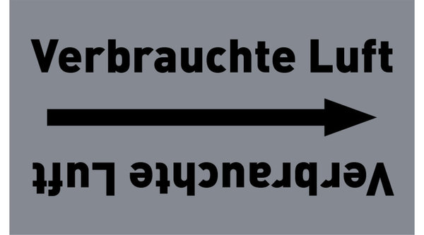 Kennzeichnungsband Verbrauchte Luft grau/schwarz ab Ø 50 mm 33 m/Rolle