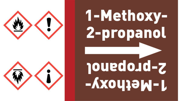 Kennzeichnungsband 1-Methoxy-2-propanol braun/weiß ab Ø 50 mm 33 m/Rolle