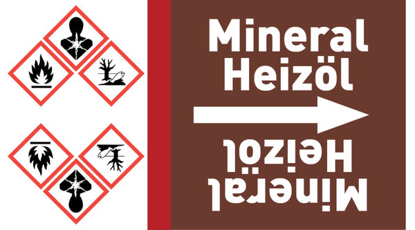 Kennzeichnungsband Mineral Heizöl braun/weiß ab Ø 50 mm 33 m/Rolle