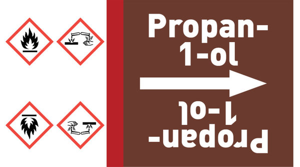 Kennzeichnungsband Propan-1-ol braun/weiß ab Ø 50 mm 33 m/Rolle