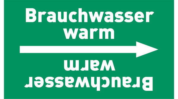 Kennzeichnungsband Brauchwasser warm grün/weiß ab Ø 50 mm 33 m/Rolle