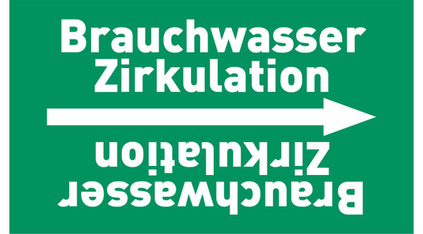 Kennzeichnungsband Brauchwasser Zirkulation grün/weiß ab Ø 50 mm 33 m/Rolle