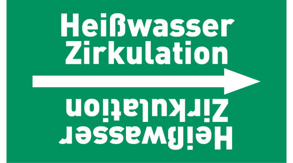 Kennzeichnungsband Heißwasser Zirkulation grün/weiß ab Ø 50 mm 33 m/Rolle