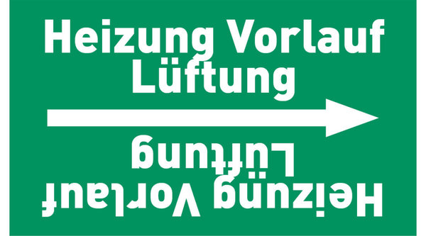 Kennzeichnungsband Heizung Vorlauf Lüftung grün/weiß ab Ø 50 mm 33 m/Rolle