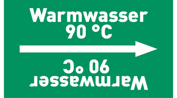 Kennzeichnungsband Warmwasser 90 °C grün/weiß ab Ø 50 mm 33 m/Rolle