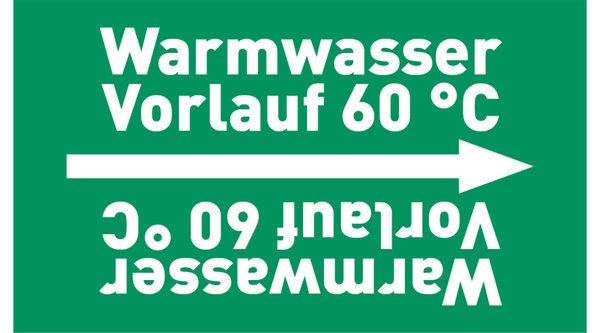 Kennzeichnungsband Warmwasser Vorlauf 60 °C grün/weiß ab Ø 50 mm 33 m/Rolle