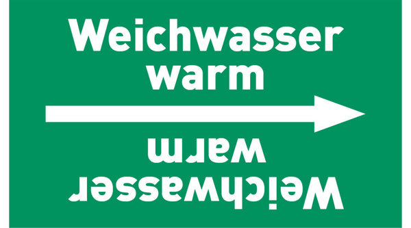 Kennzeichnungsband Weichwasser warm grün/weiß ab Ø 50 mm 33 m/Rolle