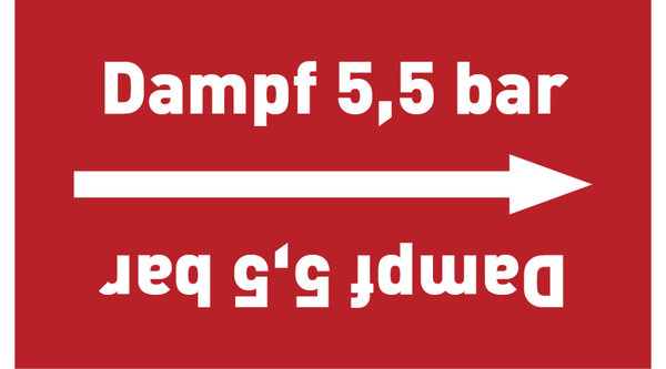 Kennzeichnungsband Dampf 5,5 bar rot/weiß ab Ø 50 mm 33 m/Rolle