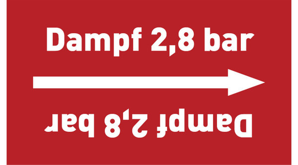 Kennzeichnungsband Dampf 2,8 bar rot/weiß ab Ø 50 mm 33 m/Rolle