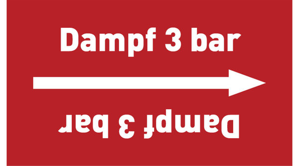 Kennzeichnungsband Dampf 3 bar rot/weiß ab Ø 50 mm 33 m/Rolle