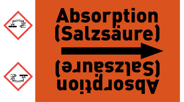 Kennzeichnungsband Absorption (Salzsäure) orange/schwarz ab Ø 50 mm 33 m/Rolle