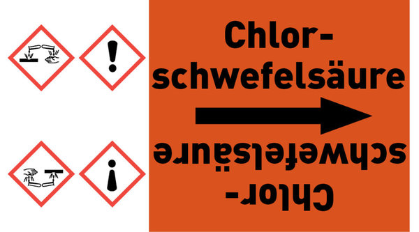 Kennzeichnungsband Chlorschwefelsäure orange/schwarz ab Ø 50 mm 33 m/Rolle