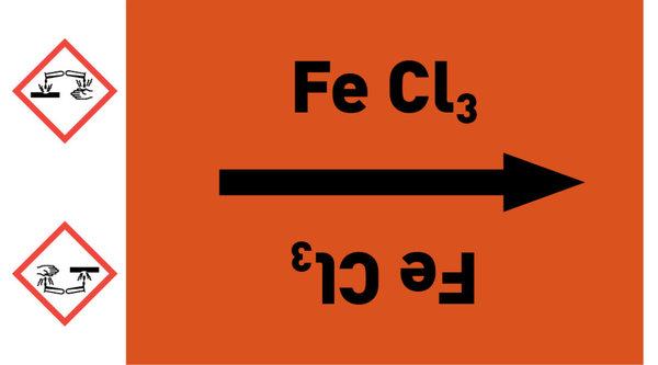 Kennzeichnungsband Fe Cl3 orange/schwarz ab Ø 50 mm 33 m/Rolle
