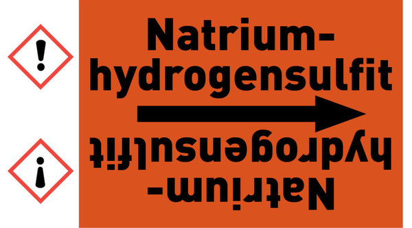 Kennzeichnungsband Natriumhydrogensulfit orange/schwarz ab Ø 50 mm 33 m/Rolle