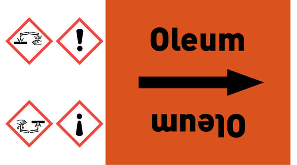 Kennzeichnungsband Oleum orange/schwarz ab Ø 50 mm 33 m/Rolle