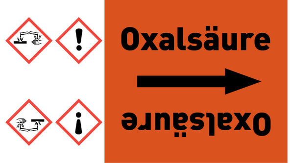 Kennzeichnungsband Oxalsäure orange/schwarz ab Ø 50 mm 33 m/Rolle