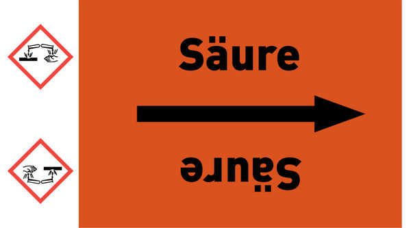 Kennzeichnungsband Säure orange/schwarz ab Ø 50 mm 33 m/Rolle