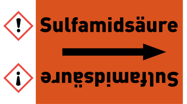 Kennzeichnungsband Sulfamidsäure orange/schwarz ab Ø 50 mm 33 m/Rolle