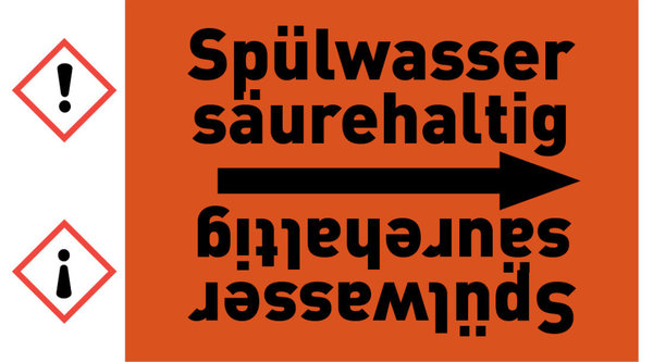 Kennzeichnungsband Spülwasser säurehaltig orange/schwarz ab Ø 50 mm 33 m/Rolle