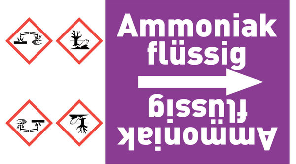 Kennzeichnungsband Ammoniak flüssig violett/weiß ab Ø 50 mm 33 m/Rolle