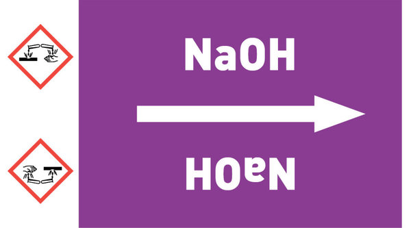 Kennzeichnungsband NaOH violett/weiß ab Ø 50 mm 33 m/Rolle