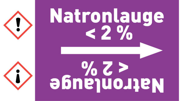 Kennzeichnungsband Natronlauge < 2 % violett/weiß ab Ø 50 mm 33 m/Rolle