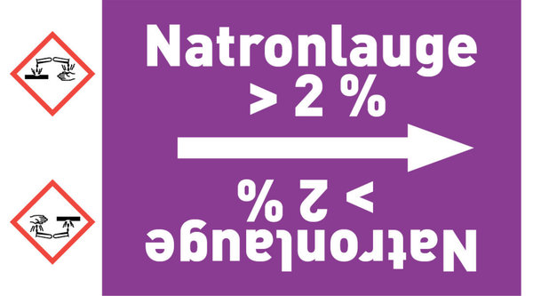 Kennzeichnungsband Natronlauge > 2 % violett/weiß ab Ø 50 mm 33 m/Rolle